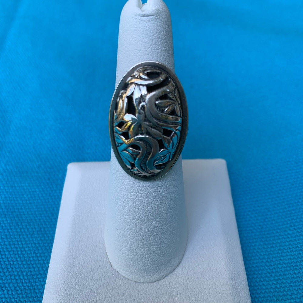 Vintage Designer Beau Sterling Silver Filigree Ring